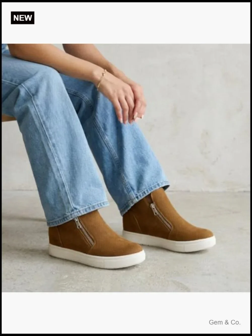 Wedge Sneakers with Dual Zippers - Lightweight Hidden Lift Fashion Sneakers